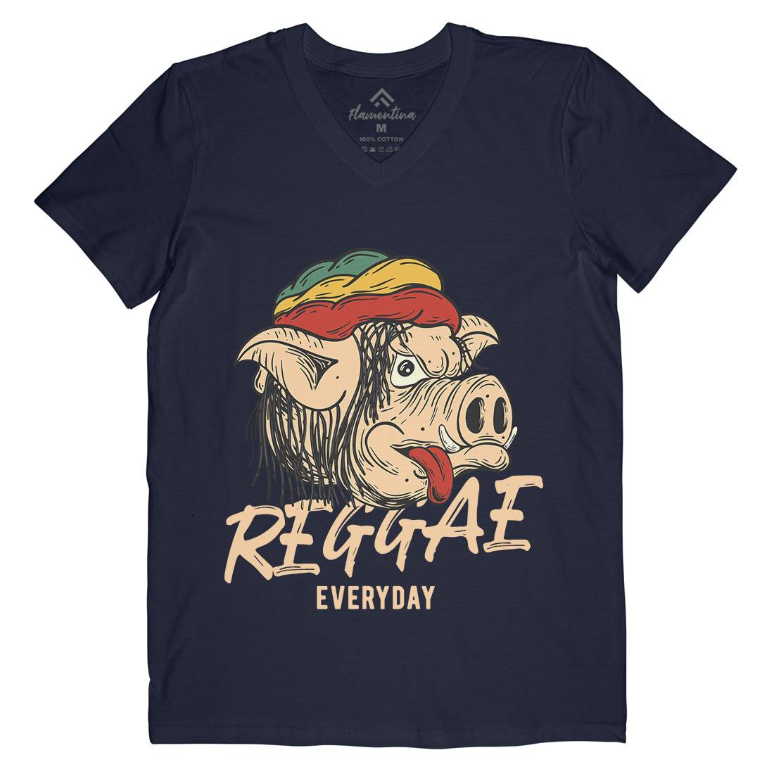 Reggae Pig Mens Organic V-Neck T-Shirt Drugs C875