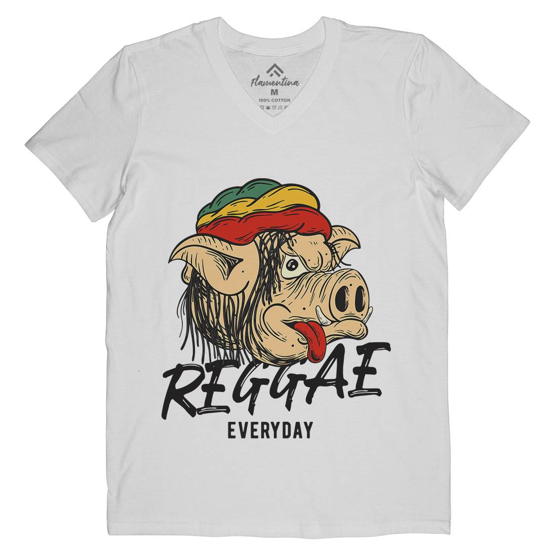 Reggae Pig Mens V-Neck T-Shirt Drugs C875