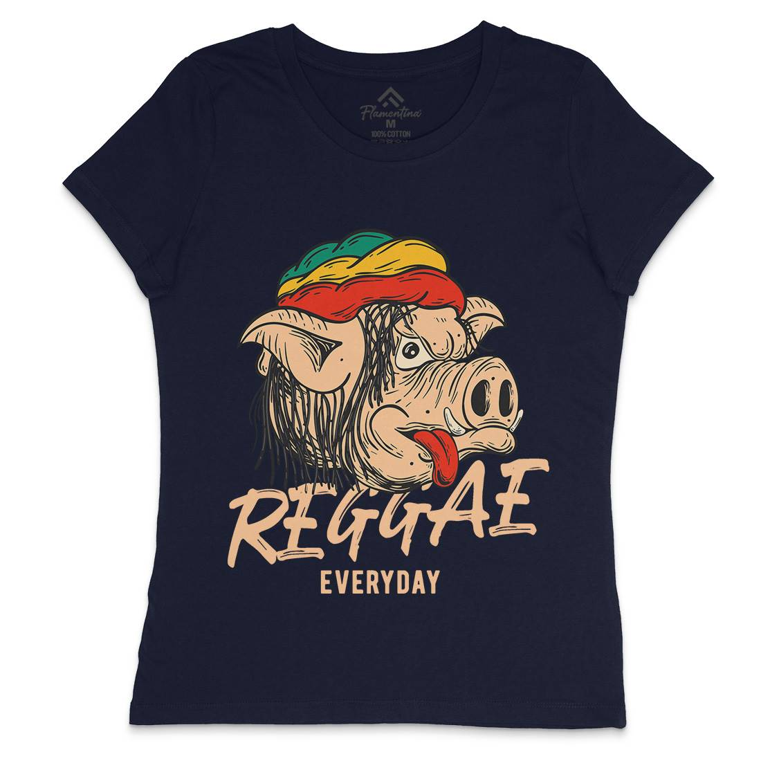 Reggae Pig Womens Crew Neck T-Shirt Drugs C875