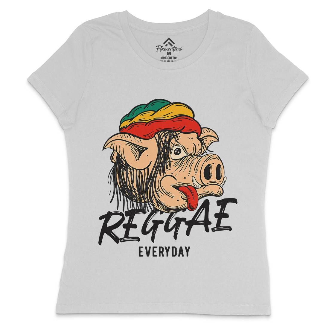 Reggae Pig Womens Crew Neck T-Shirt Drugs C875