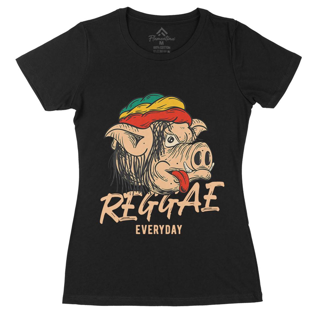 Reggae Pig Womens Organic Crew Neck T-Shirt Drugs C875