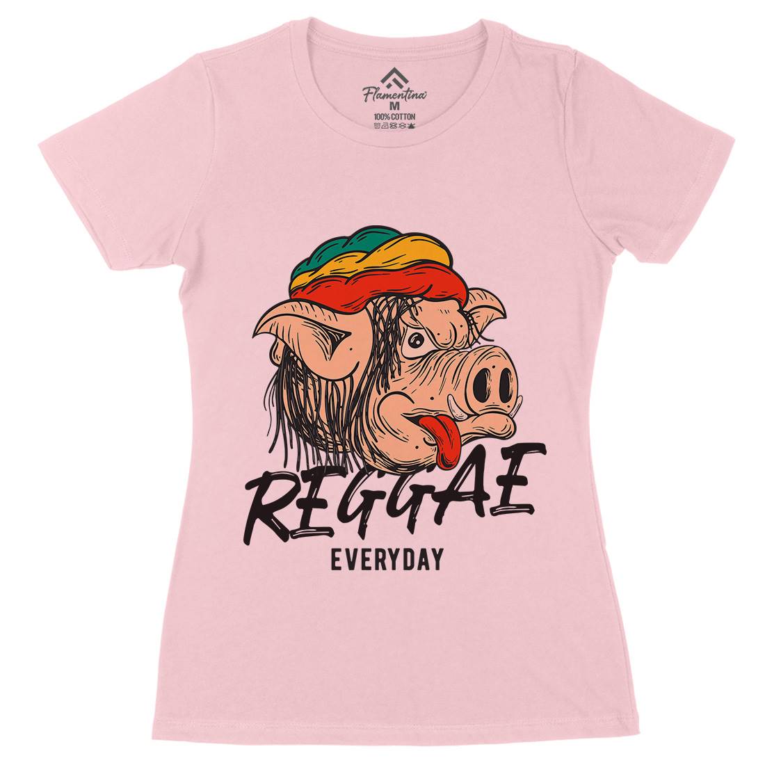 Reggae Pig Womens Organic Crew Neck T-Shirt Drugs C875