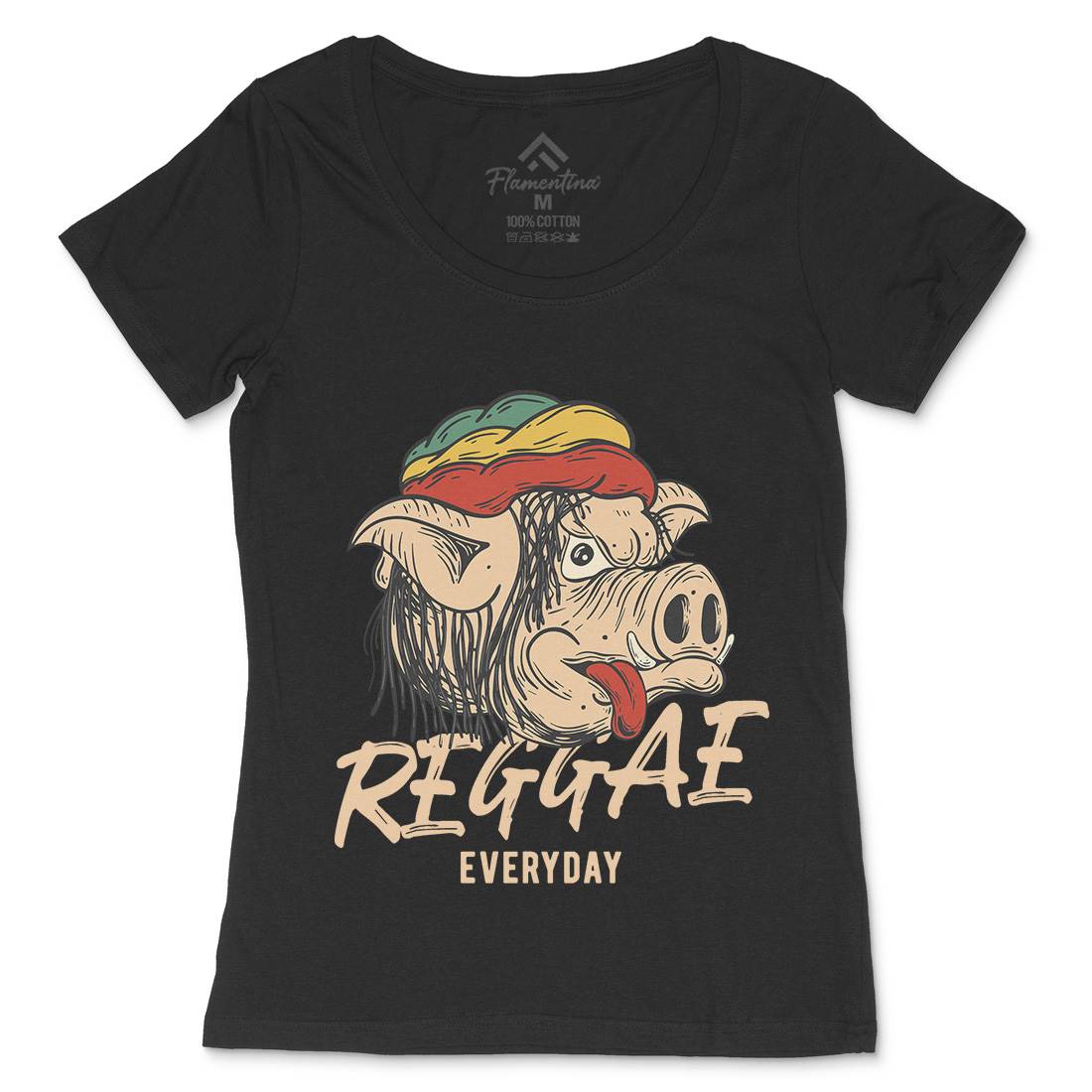 Reggae Pig Womens Scoop Neck T-Shirt Drugs C875