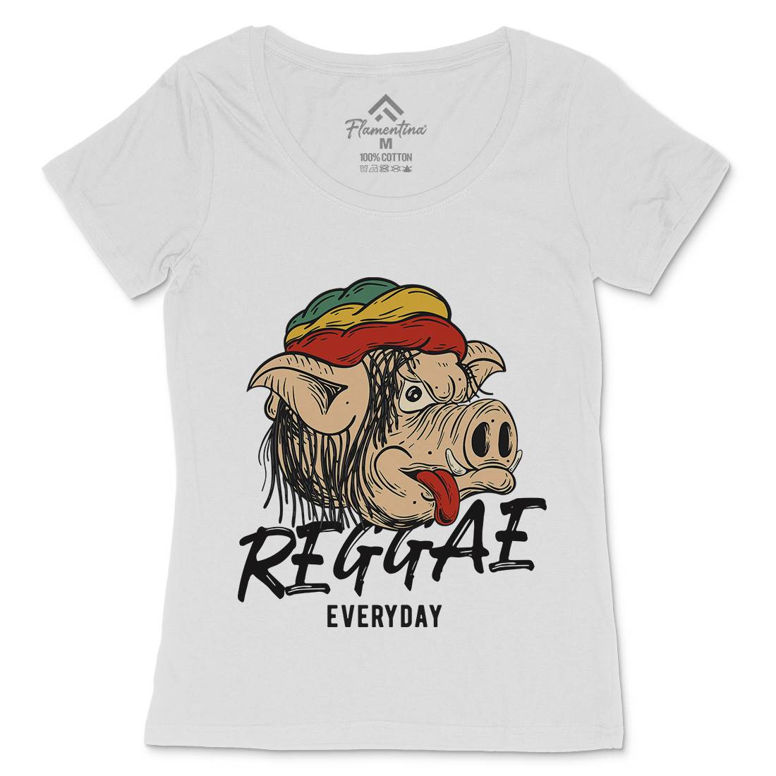 Reggae Pig Womens Scoop Neck T-Shirt Drugs C875