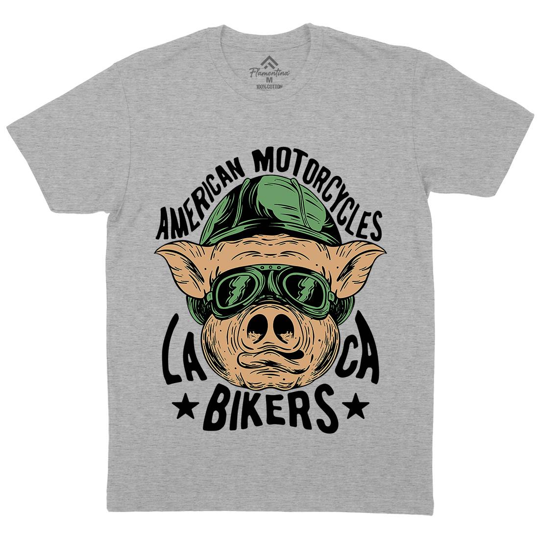 Biker Pig Mens Crew Neck T-Shirt Motorcycles C876