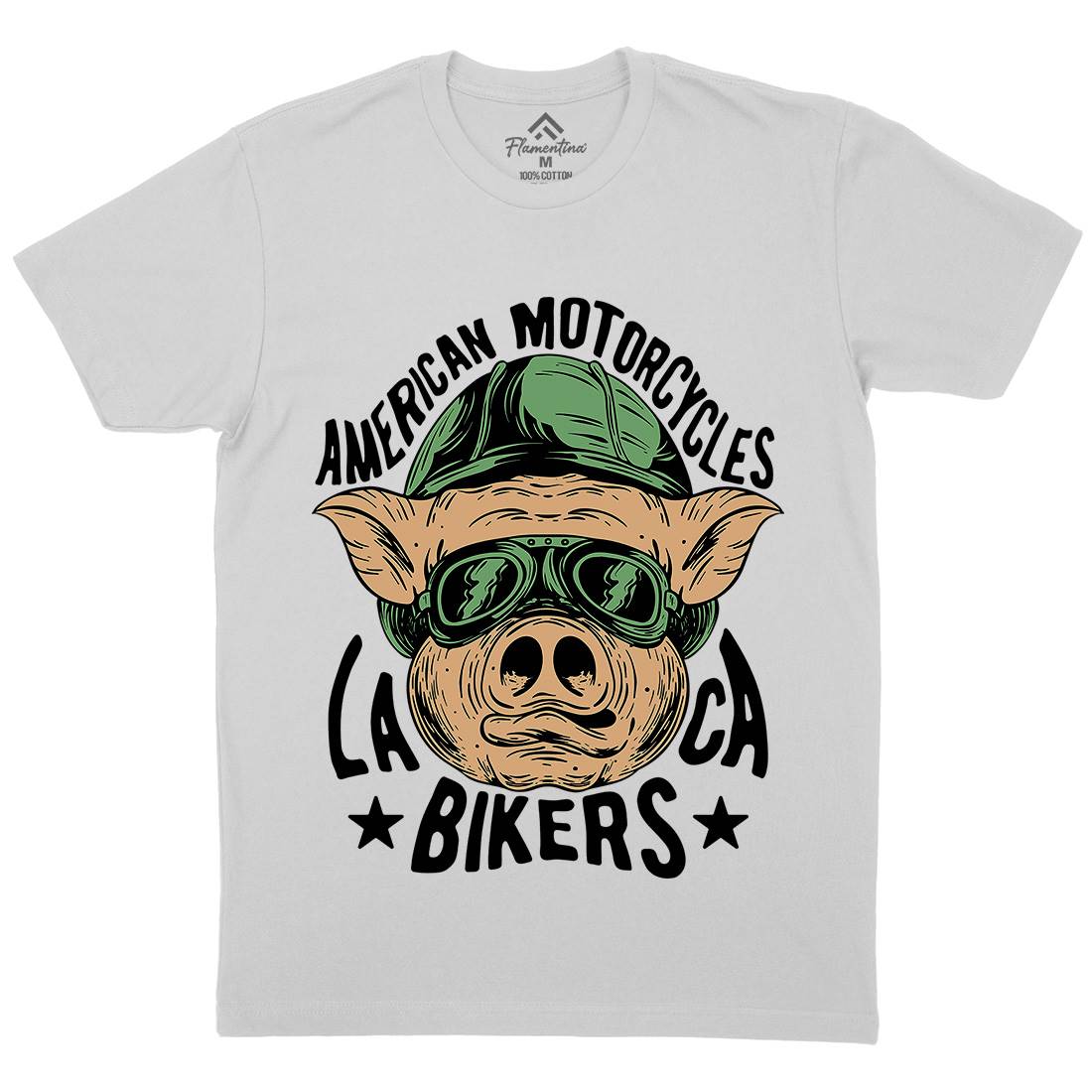 Biker Pig Mens Crew Neck T-Shirt Motorcycles C876