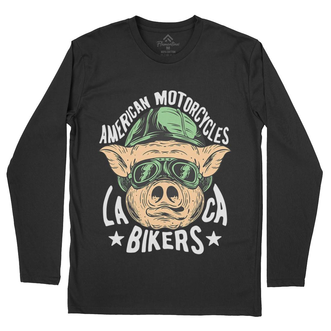 Biker Pig Mens Long Sleeve T-Shirt Motorcycles C876