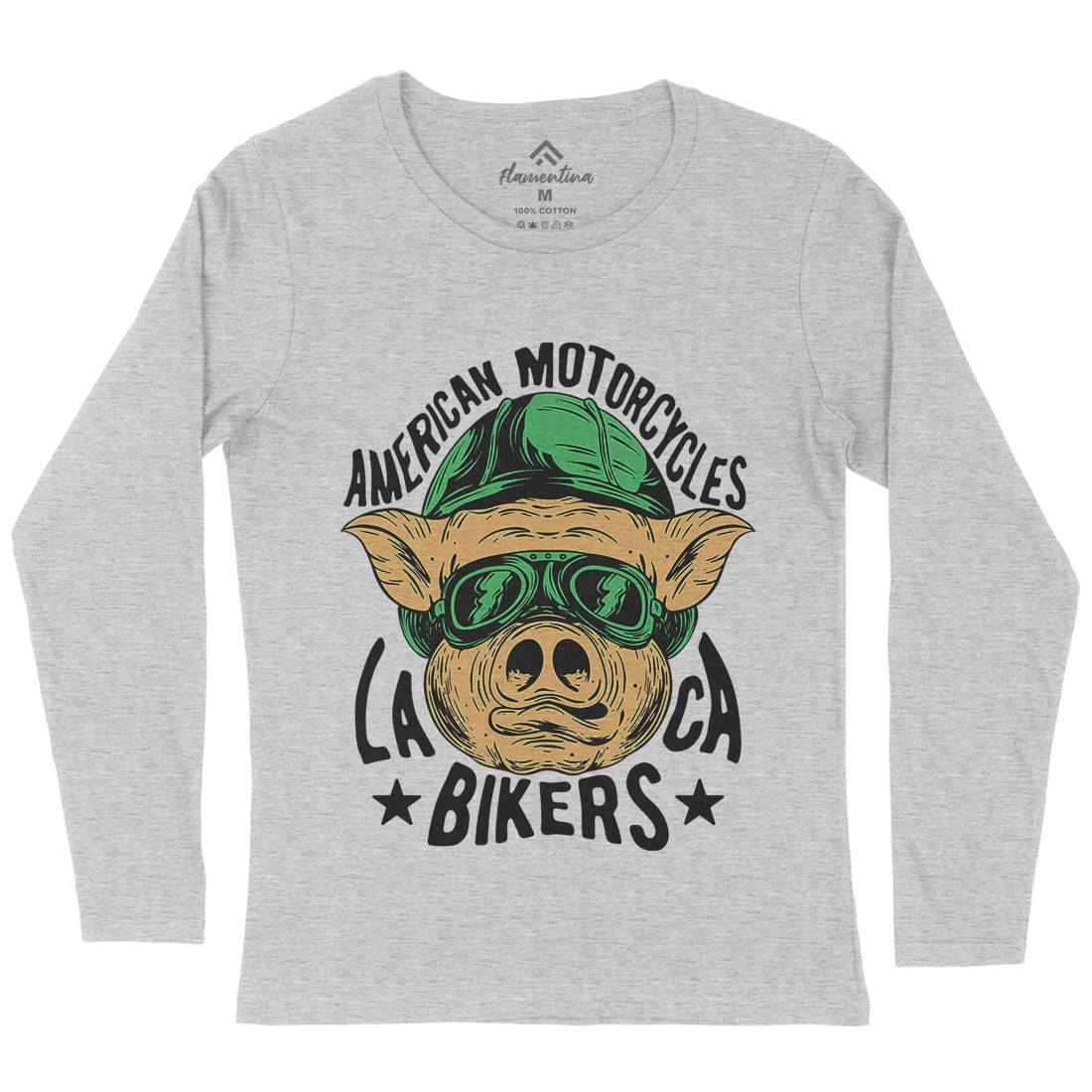 Biker Pig Womens Long Sleeve T-Shirt Motorcycles C876