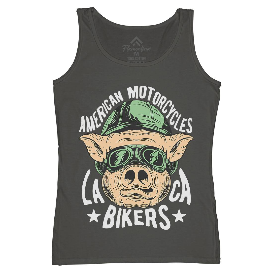 Biker Pig Womens Organic Tank Top Vest Motorcycles C876