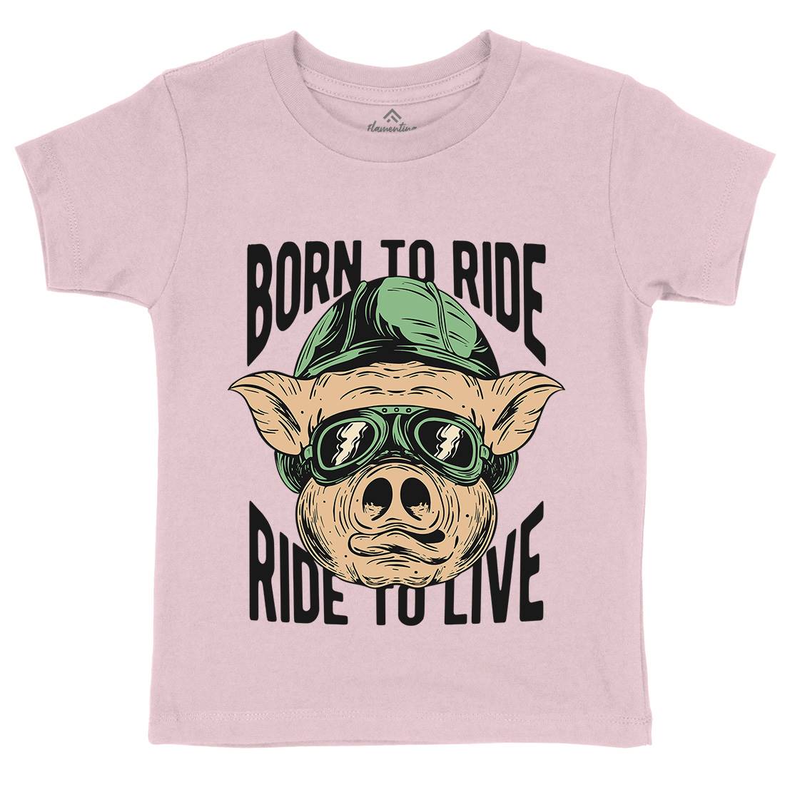 Biker Pig Kids Crew Neck T-Shirt Motorcycles C877