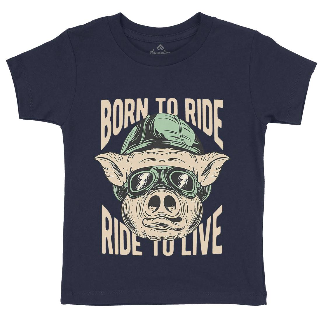 Biker Pig Kids Crew Neck T-Shirt Motorcycles C877