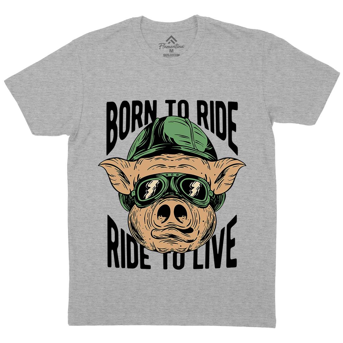Biker Pig Mens Crew Neck T-Shirt Motorcycles C877