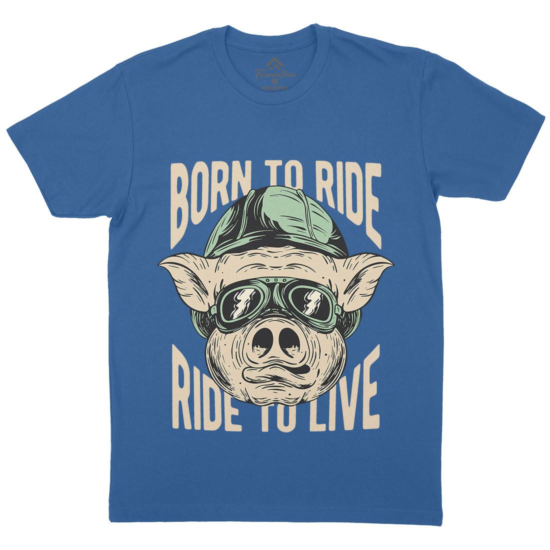 Biker Pig Mens Organic Crew Neck T-Shirt Motorcycles C877