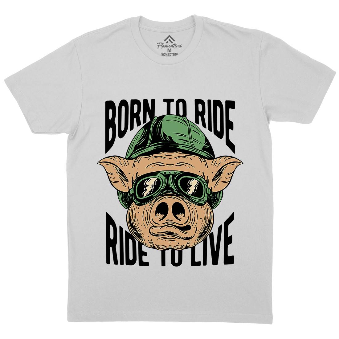 Biker Pig Mens Crew Neck T-Shirt Motorcycles C877