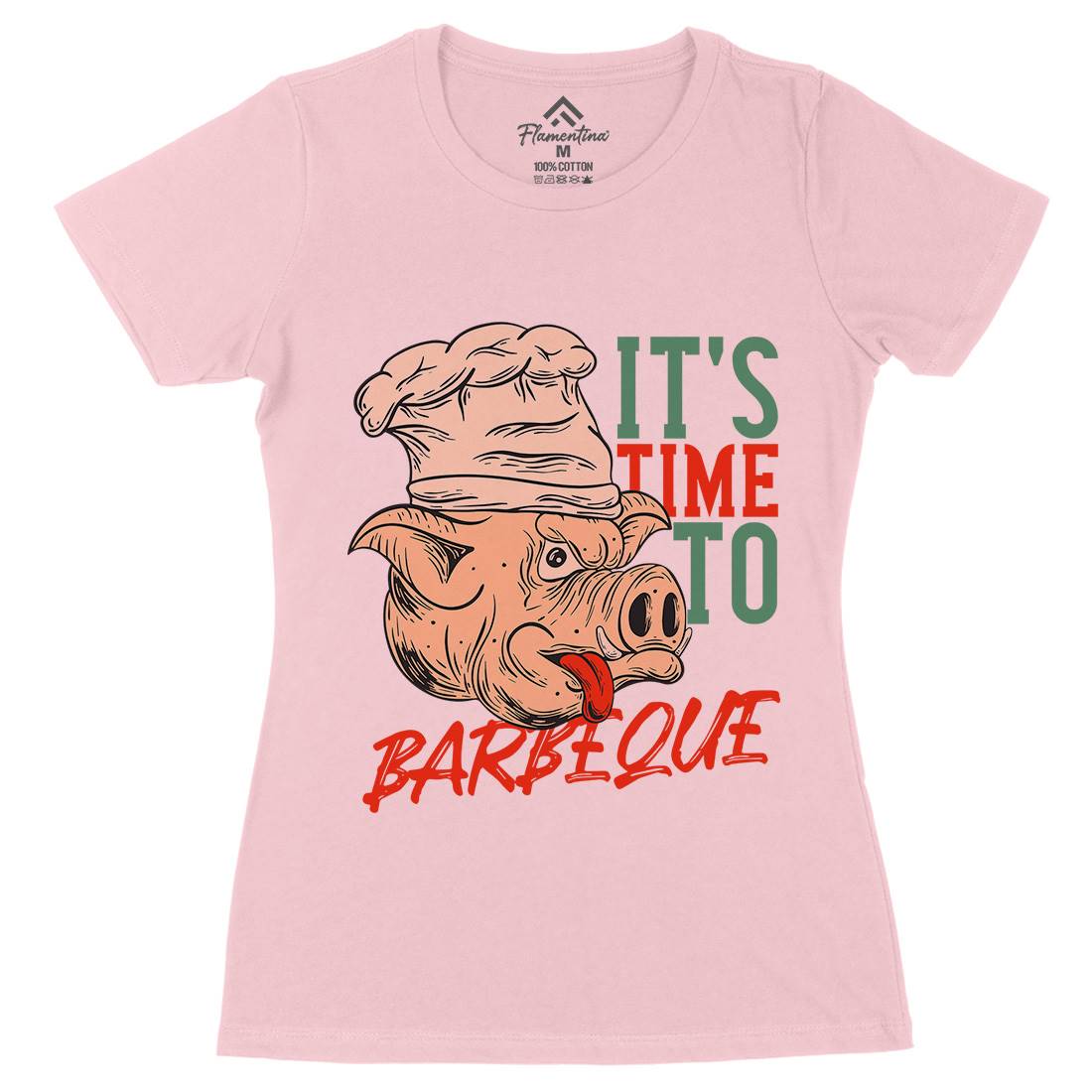 Pig Bbq Womens Organic Crew Neck T-Shirt Food C878