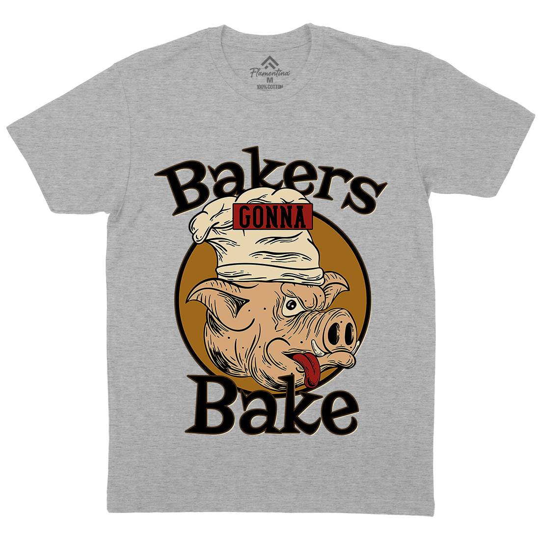 Bakers Pig Mens Organic Crew Neck T-Shirt Food C879