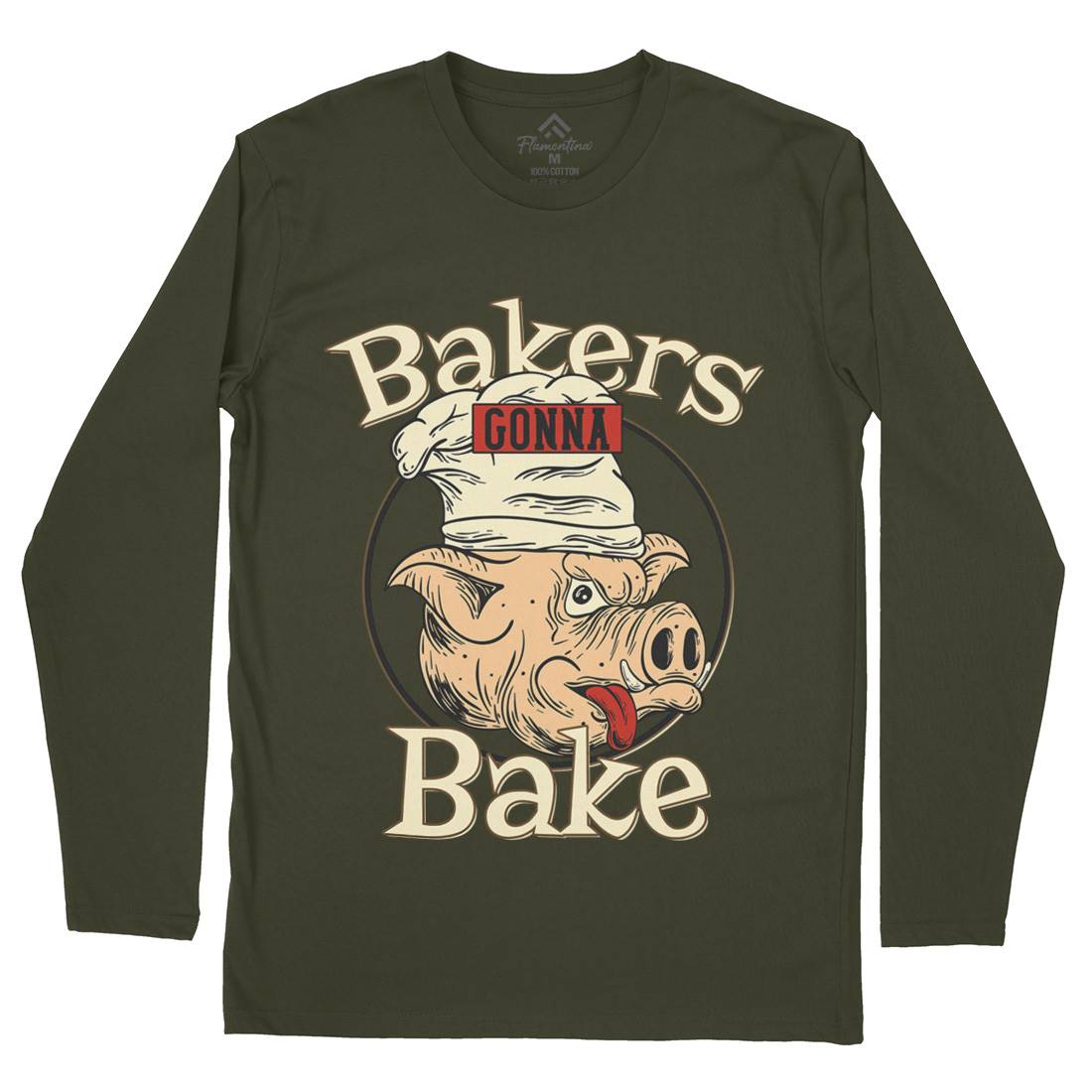 Bakers Pig Mens Long Sleeve T-Shirt Food C879