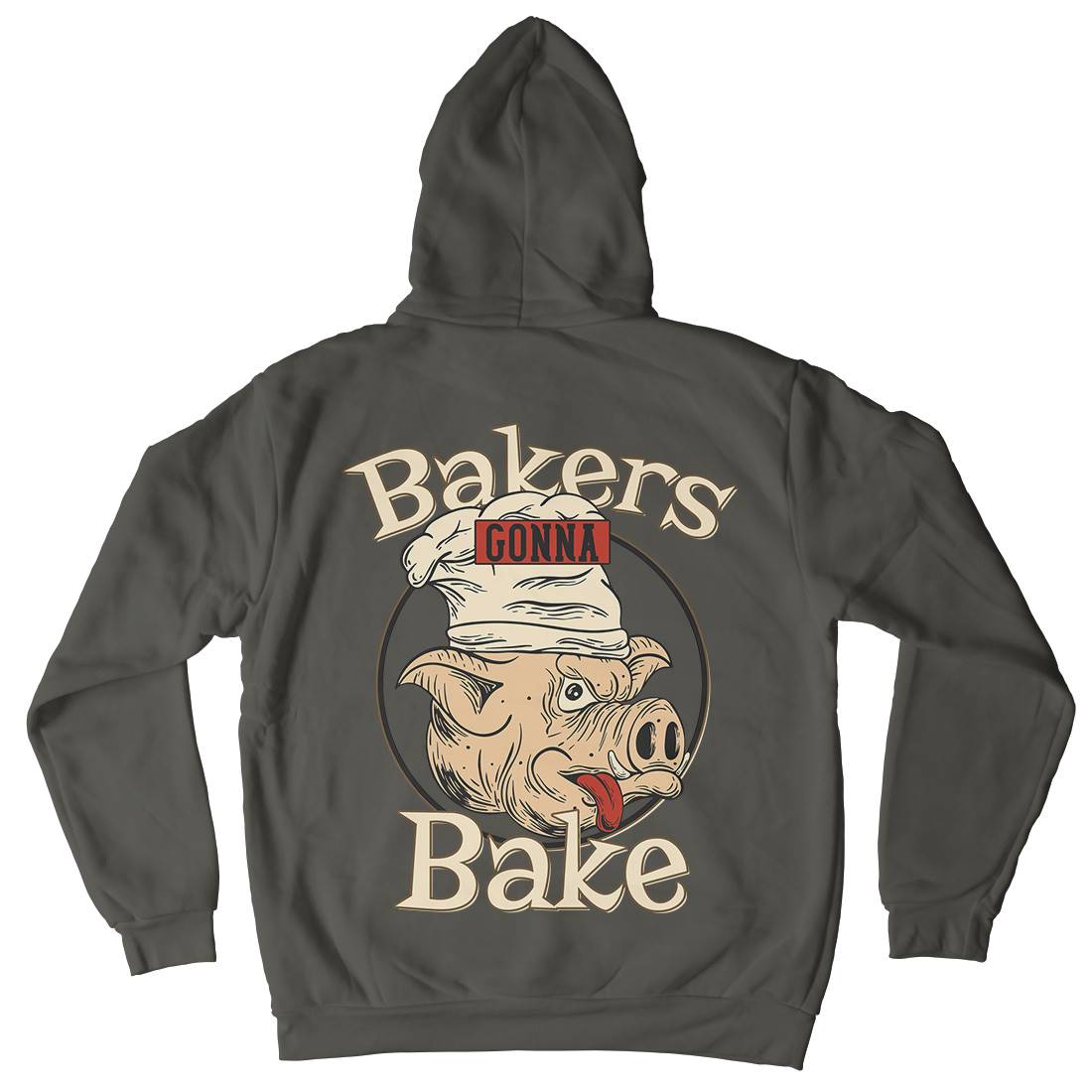 Bakers Pig Mens Hoodie With Pocket Food C879