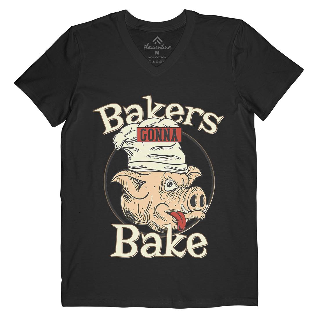 Bakers Pig Mens Organic V-Neck T-Shirt Food C879