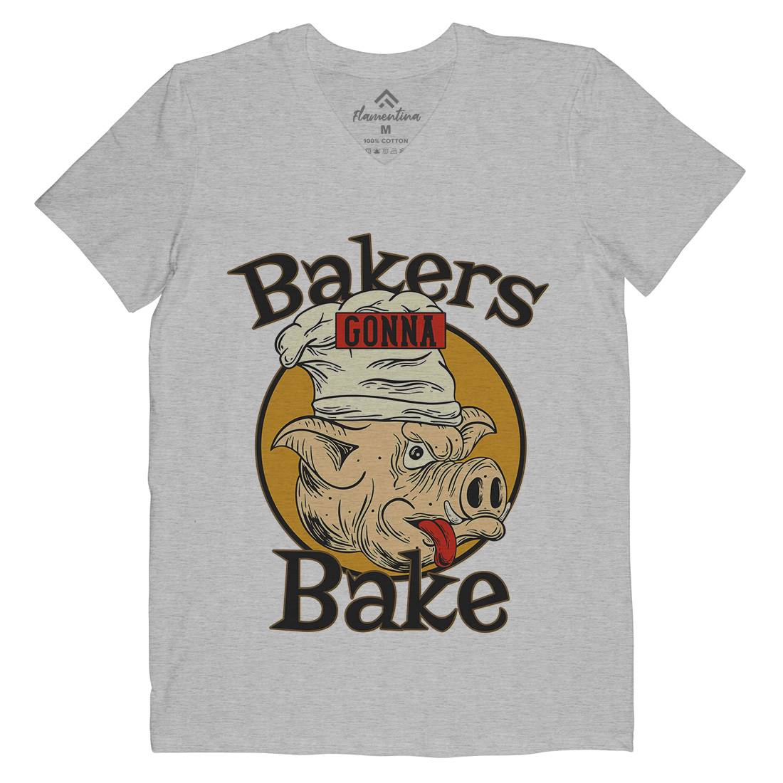 Bakers Pig Mens V-Neck T-Shirt Food C879
