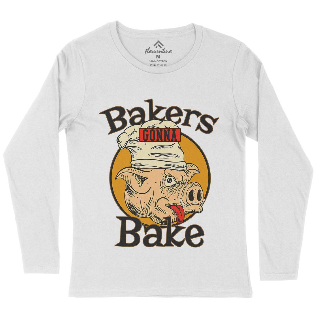 Bakers Pig Womens Long Sleeve T-Shirt Food C879