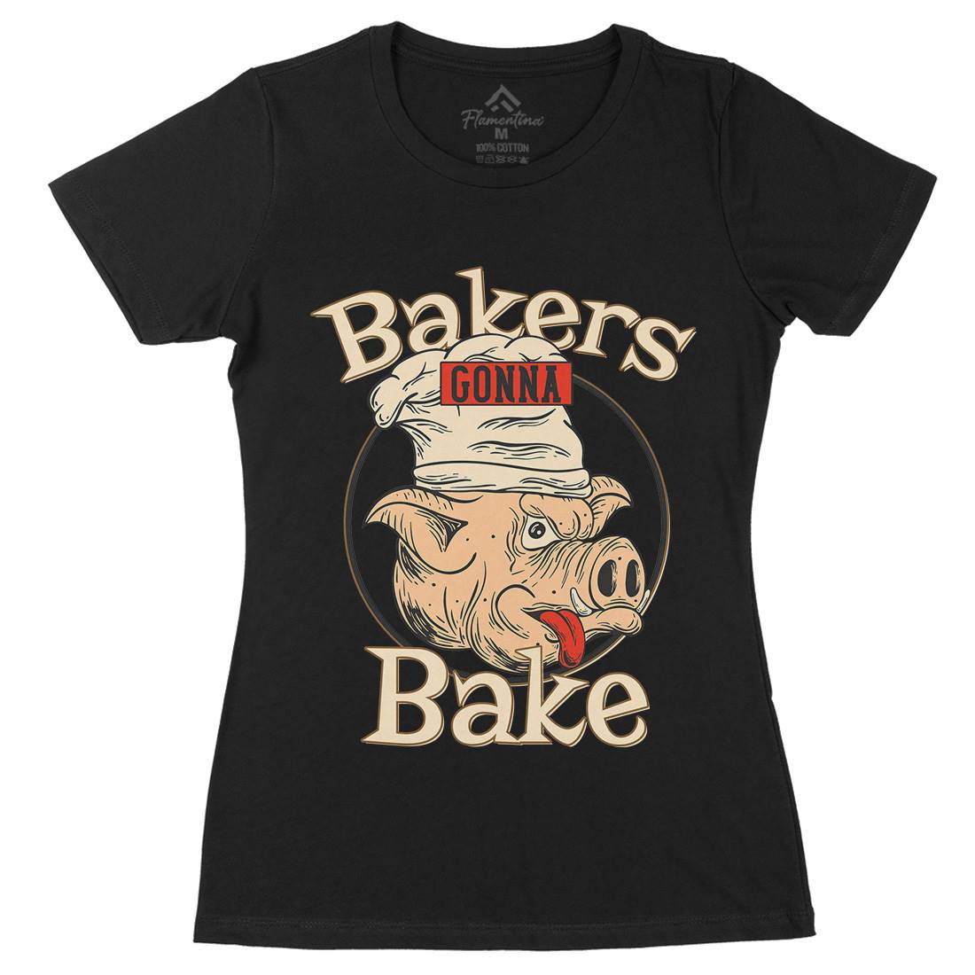Bakers Pig Womens Organic Crew Neck T-Shirt Food C879