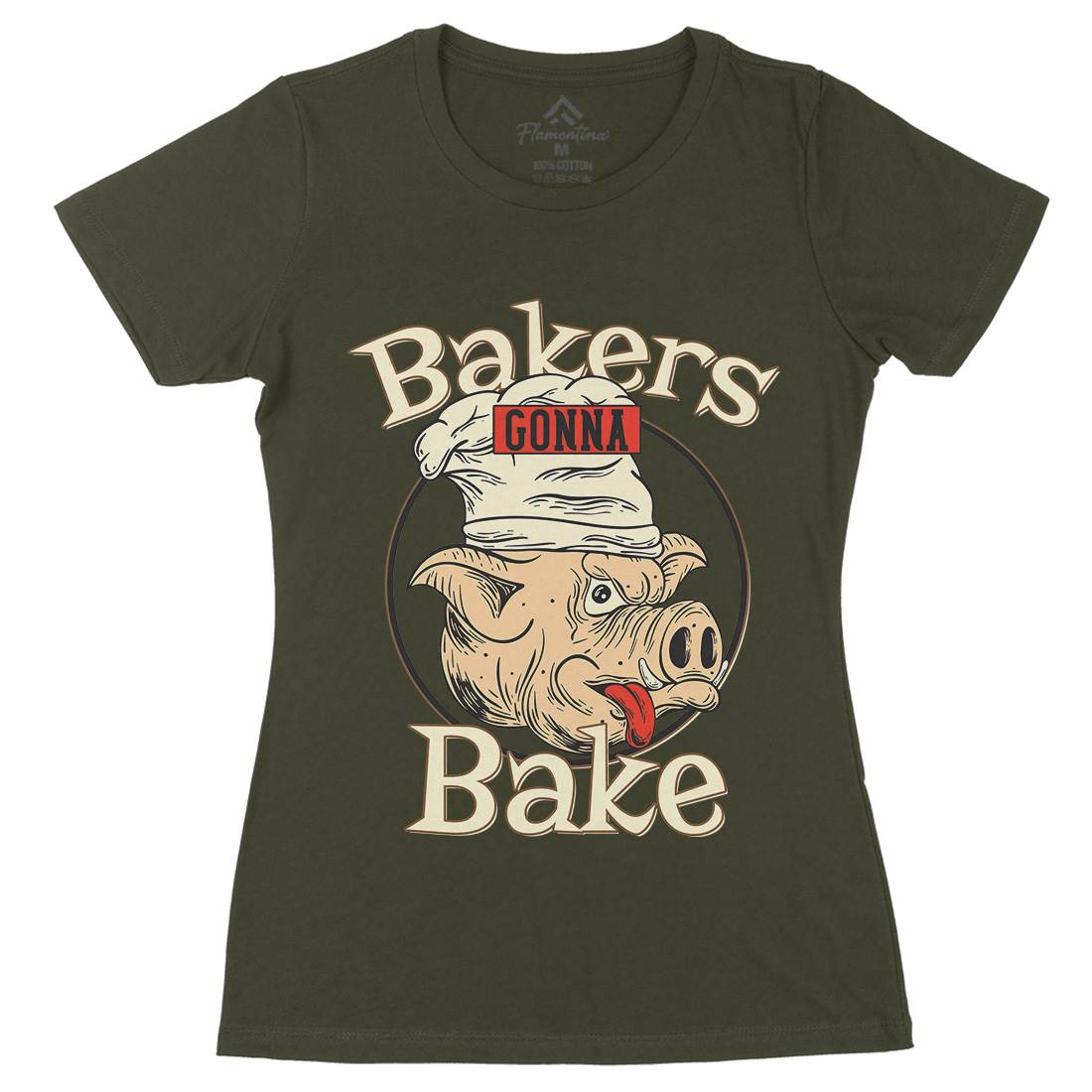 Bakers Pig Womens Organic Crew Neck T-Shirt Food C879