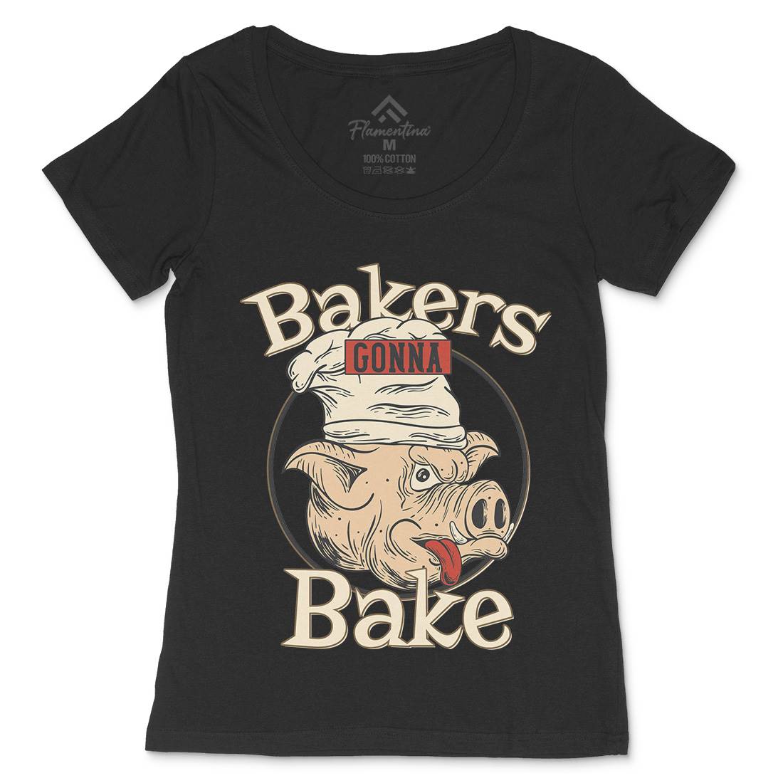 Bakers Pig Womens Scoop Neck T-Shirt Food C879