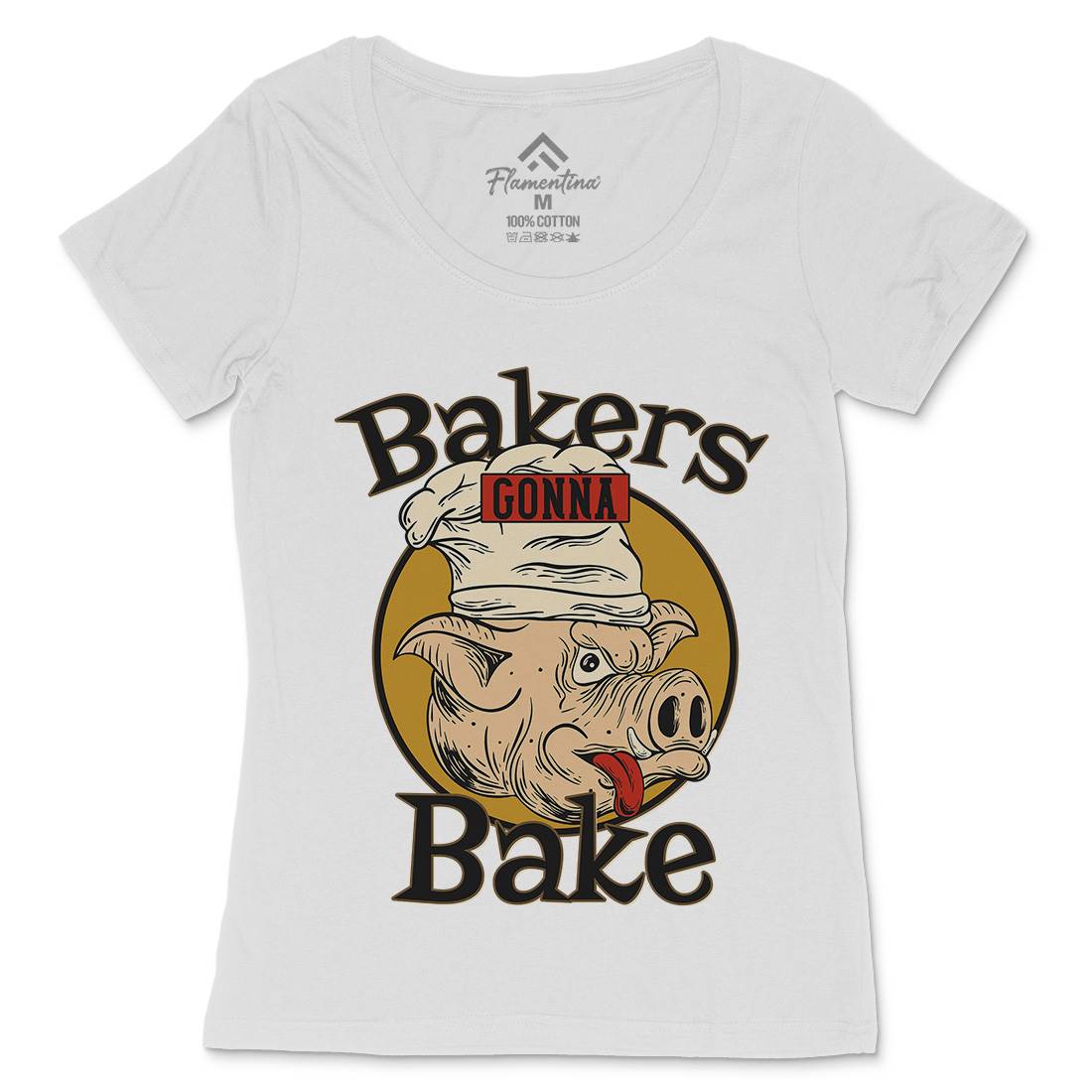Bakers Pig Womens Scoop Neck T-Shirt Food C879