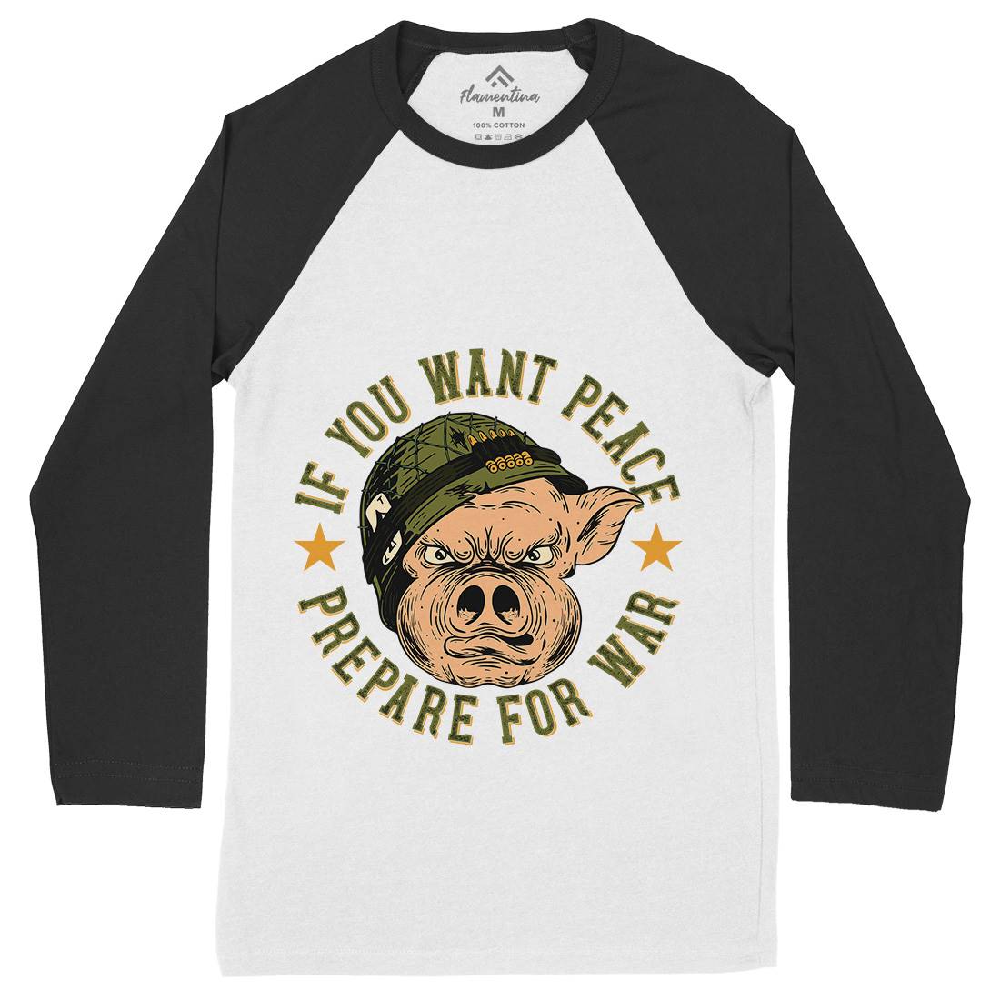 War Pig Mens Long Sleeve Baseball T-Shirt Army C880