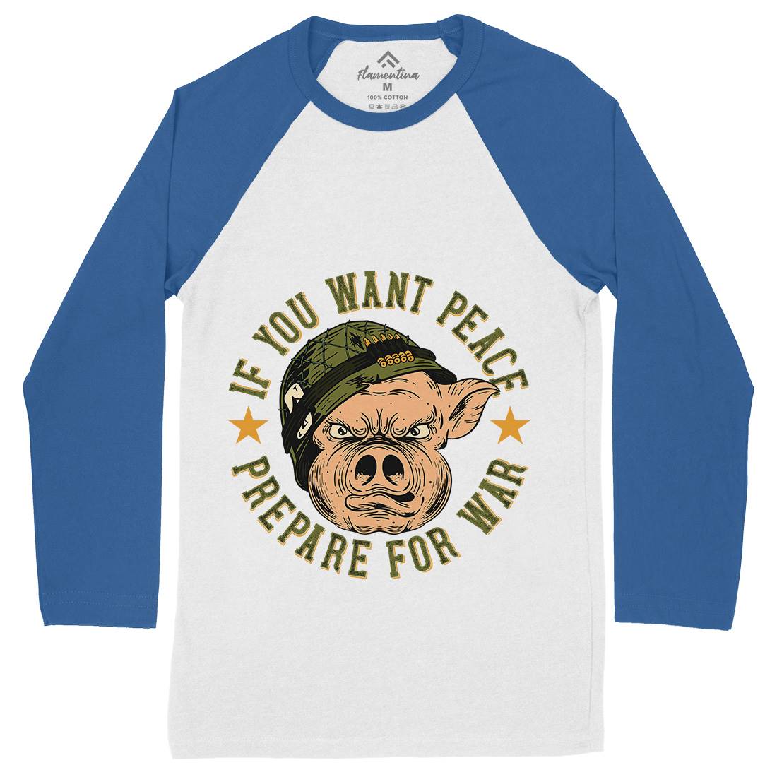 War Pig Mens Long Sleeve Baseball T-Shirt Army C880