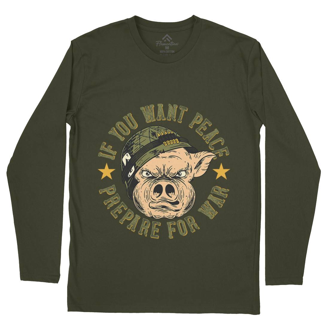 War Pig Mens Long Sleeve T-Shirt Army C880