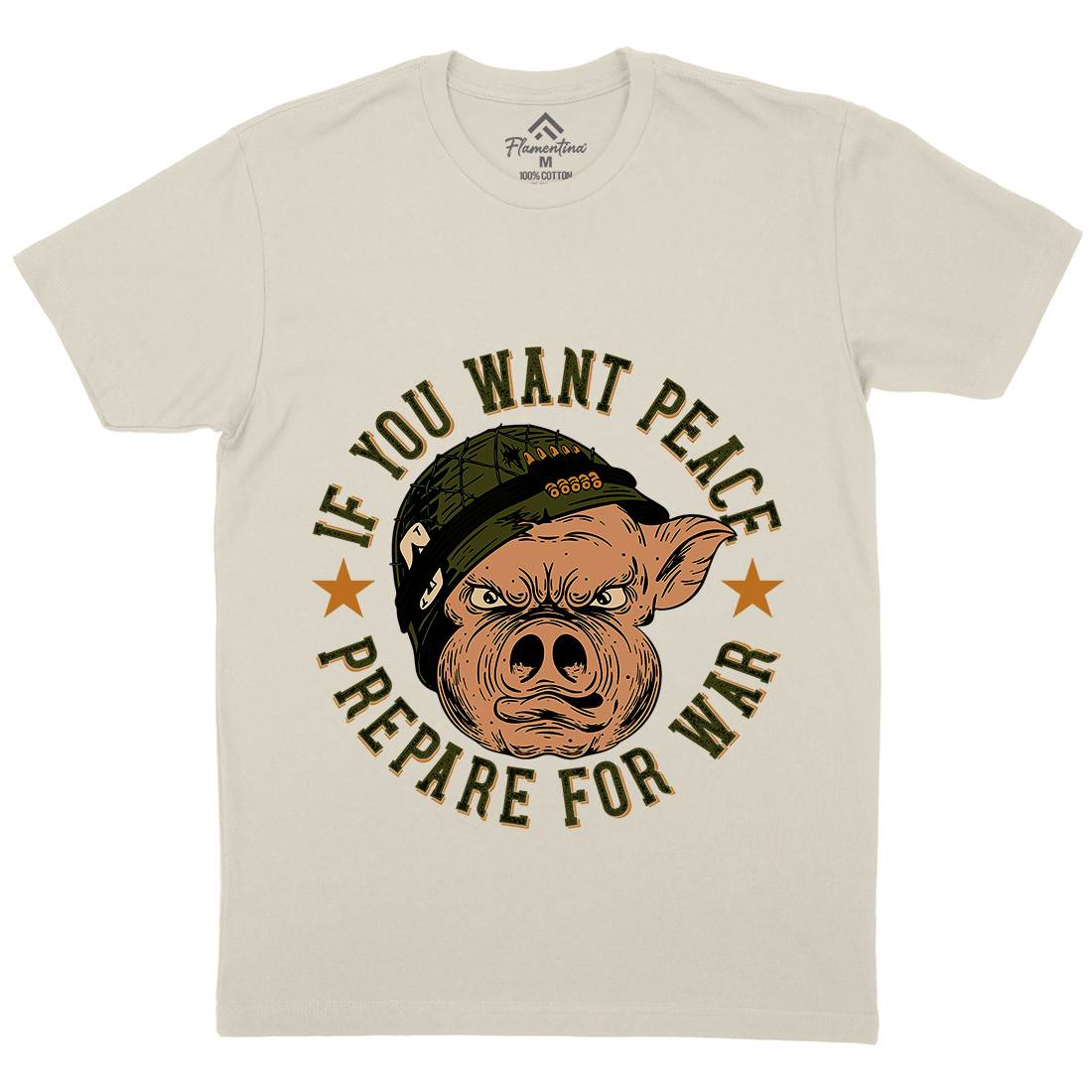 War Pig Mens Organic Crew Neck T-Shirt Army C880