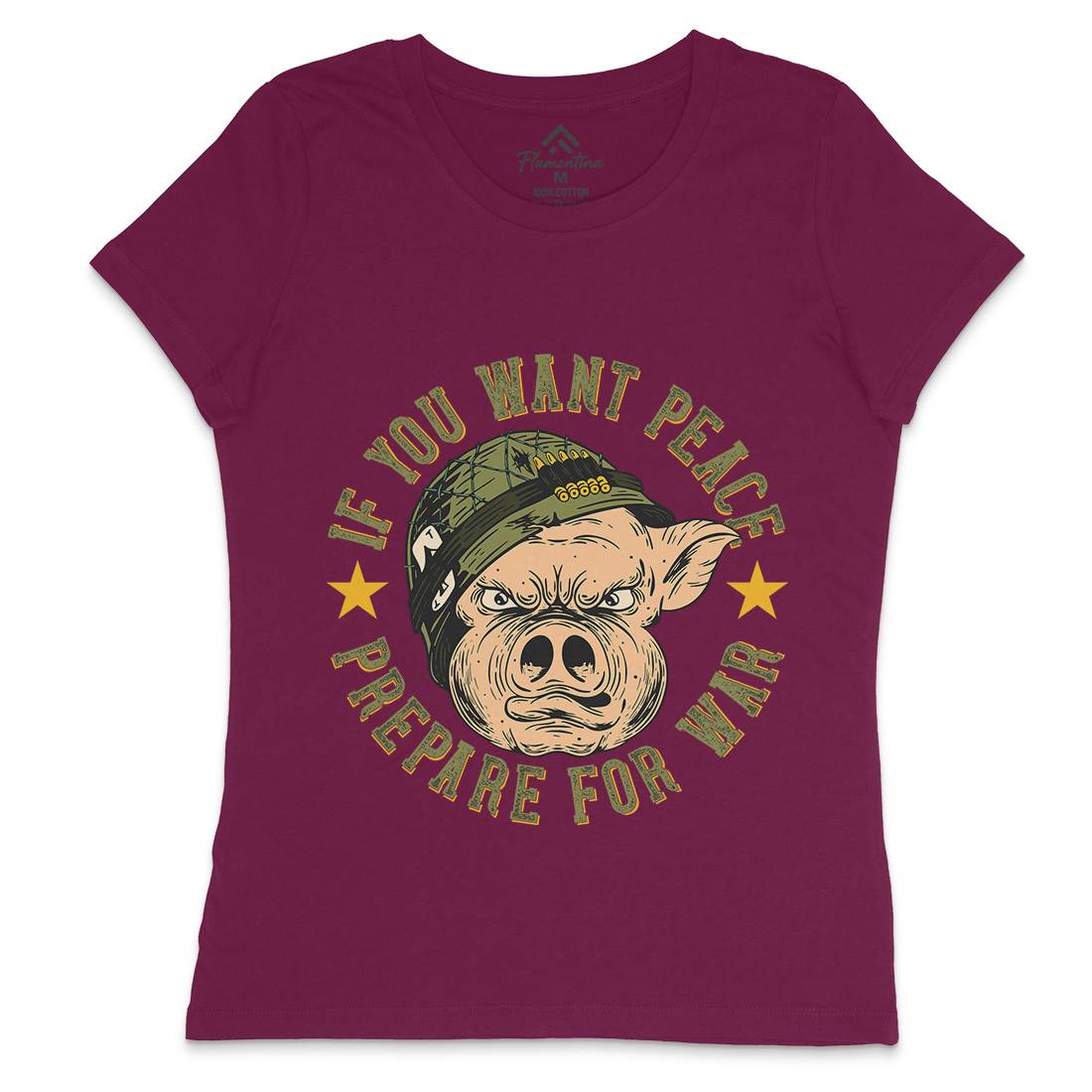 War Pig Womens Crew Neck T-Shirt Army C880