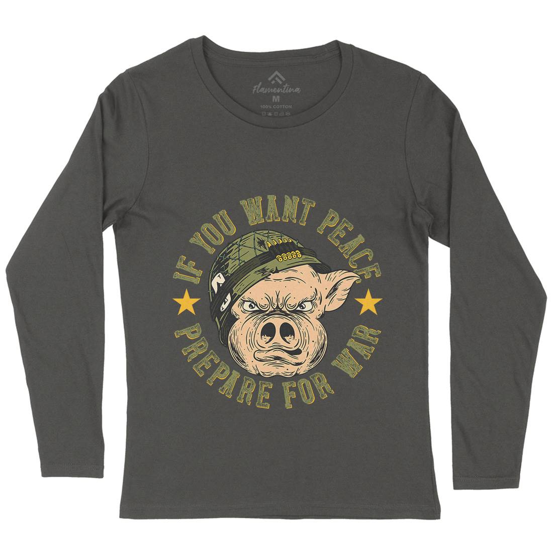 War Pig Womens Long Sleeve T-Shirt Army C880