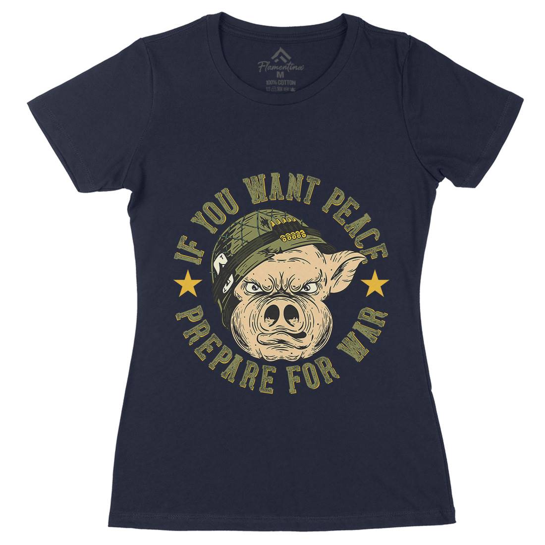 War Pig Womens Organic Crew Neck T-Shirt Army C880