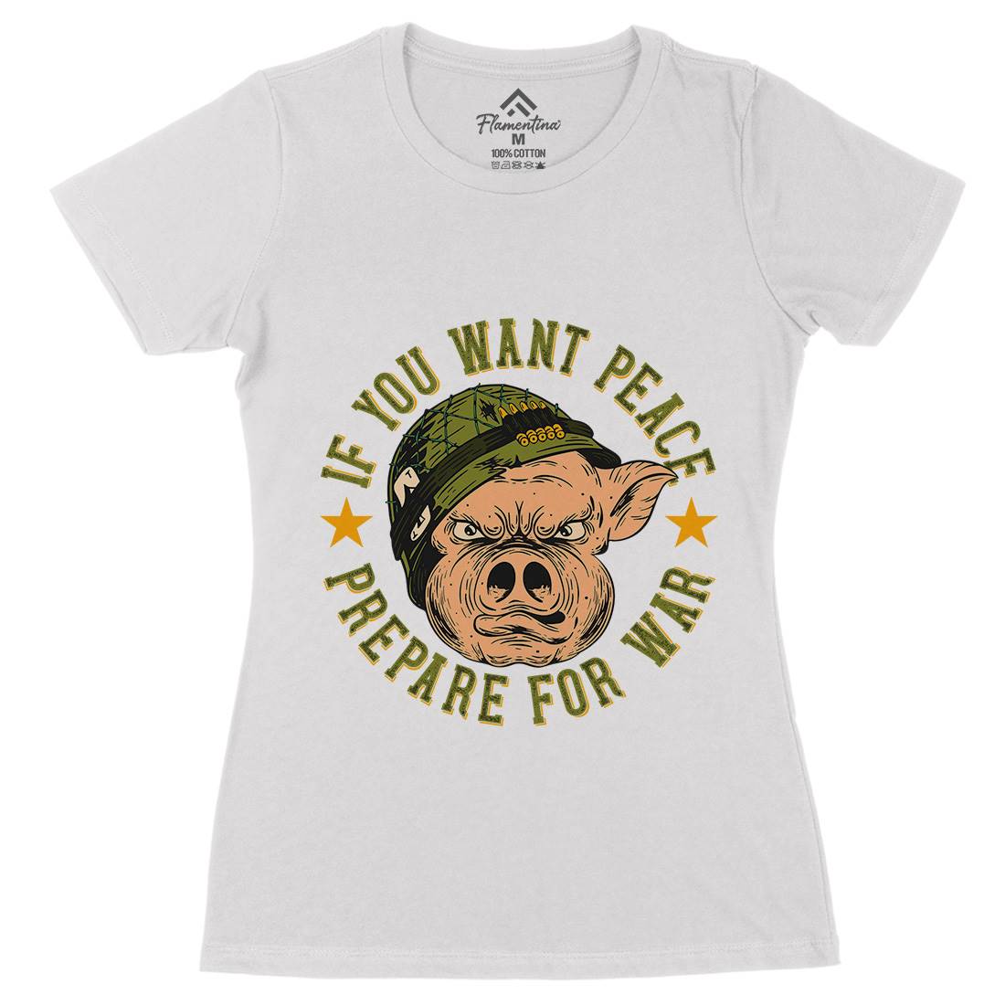 War Pig Womens Organic Crew Neck T-Shirt Army C880