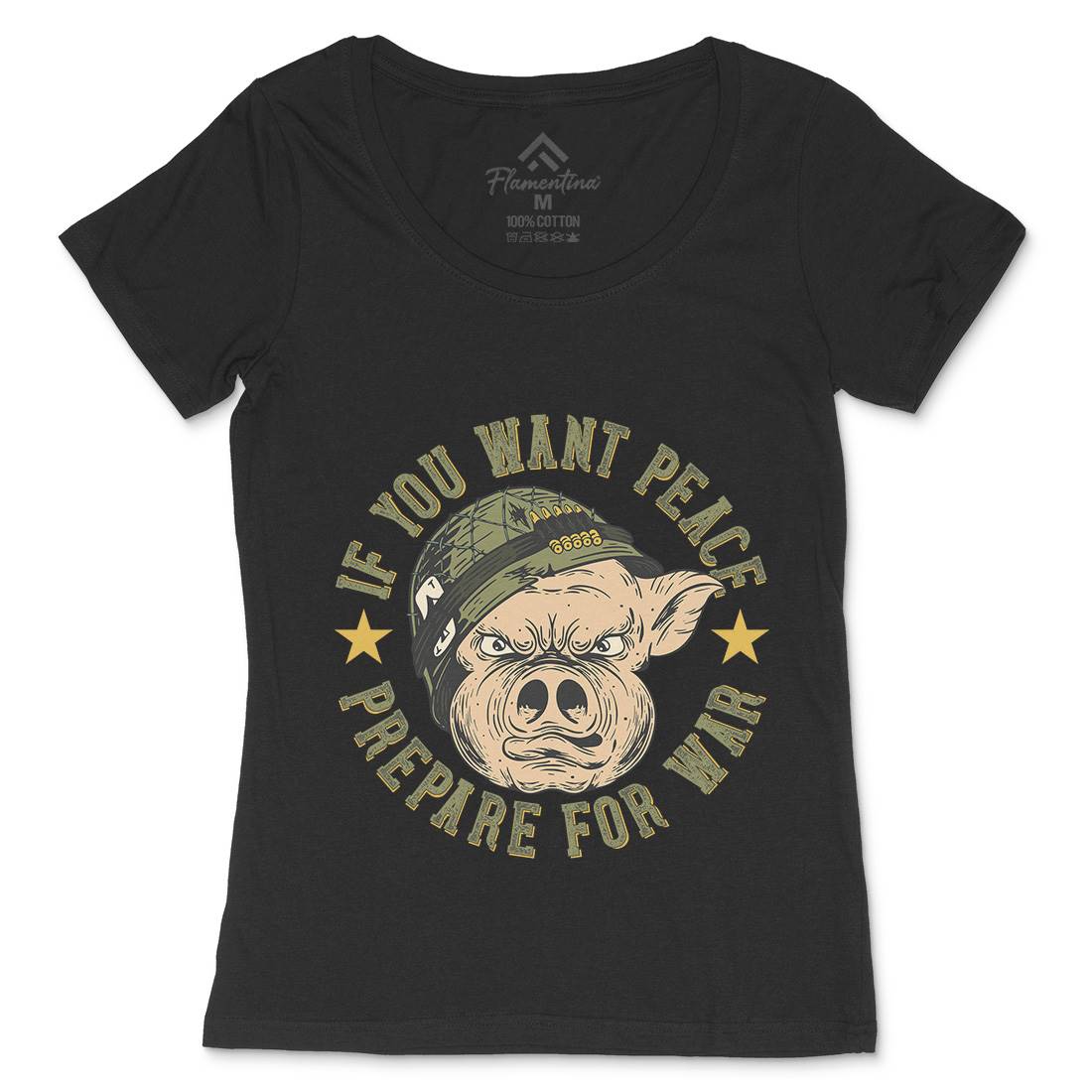 War Pig Womens Scoop Neck T-Shirt Army C880
