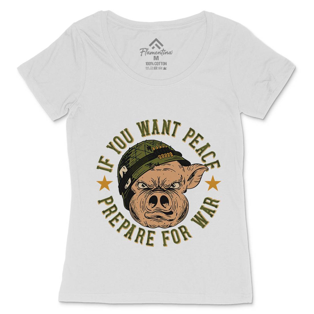 War Pig Womens Scoop Neck T-Shirt Army C880