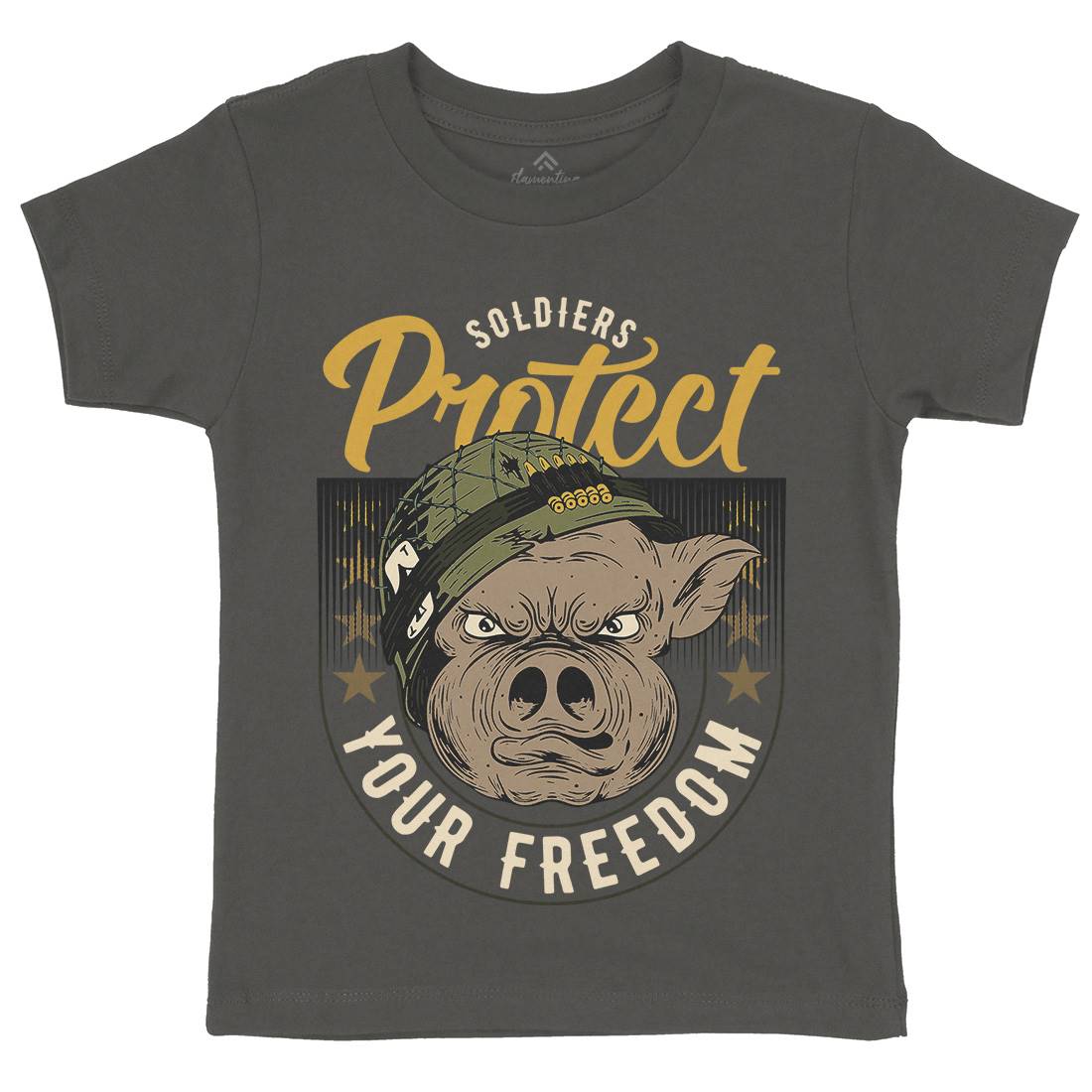 Soldier Pig Kids Crew Neck T-Shirt Army C881