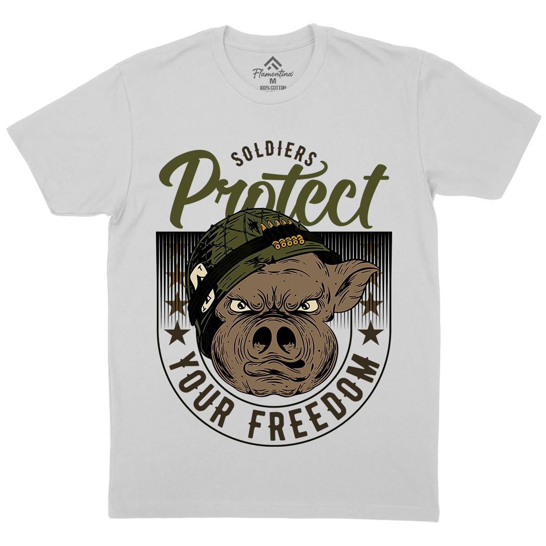 Soldier Pig Mens Crew Neck T-Shirt Army C881