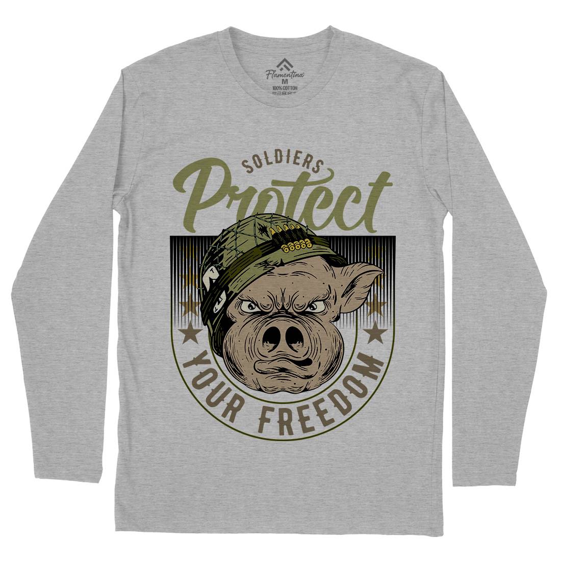 Soldier Pig Mens Long Sleeve T-Shirt Army C881