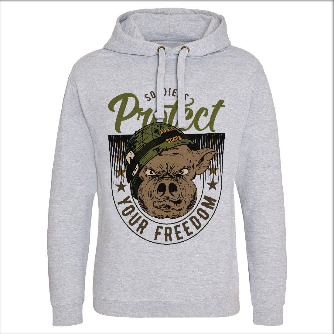 Soldier Pig Mens Hoodie Without Pocket Army C881