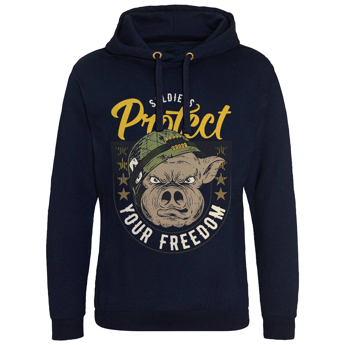 Soldier Pig Mens Hoodie Without Pocket Army C881