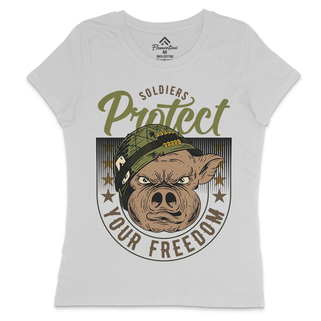 Soldier Pig Womens Crew Neck T-Shirt Army C881