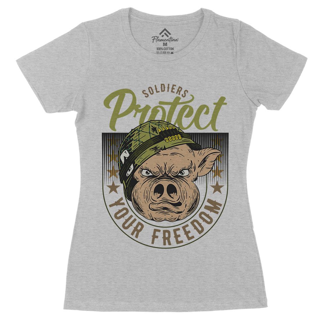 Soldier Pig Womens Organic Crew Neck T-Shirt Army C881