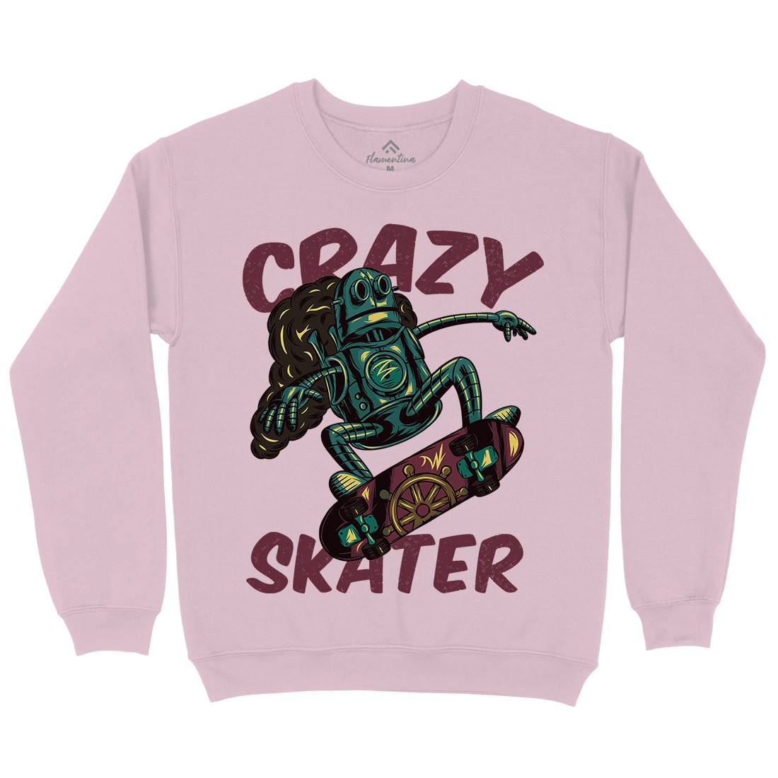 Robot Skater Kids Crew Neck Sweatshirt Skate C882