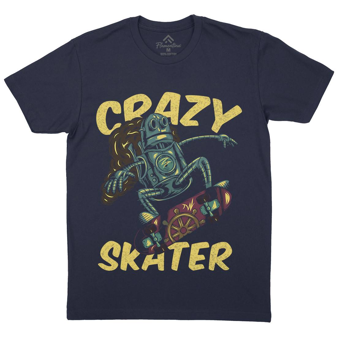 Robot Skater Mens Crew Neck T-Shirt Skate C882