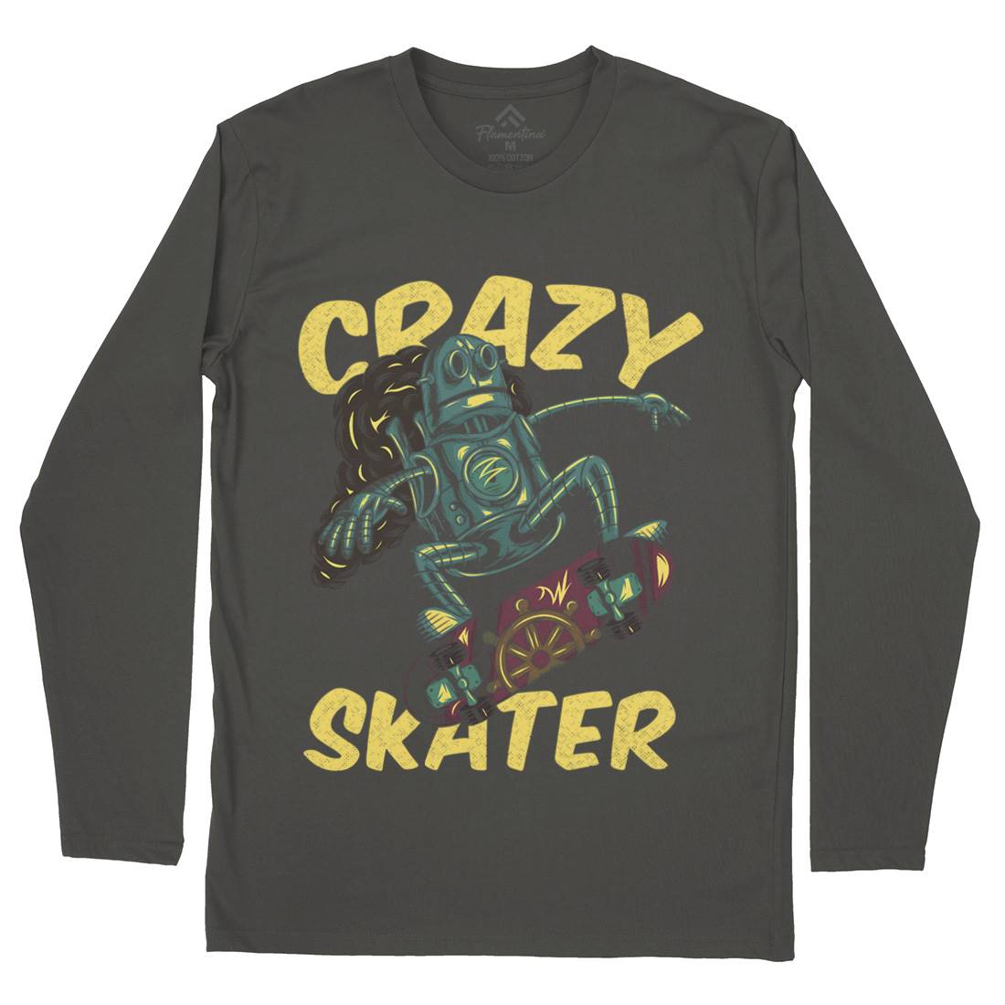 Robot Skater Mens Long Sleeve T-Shirt Skate C882