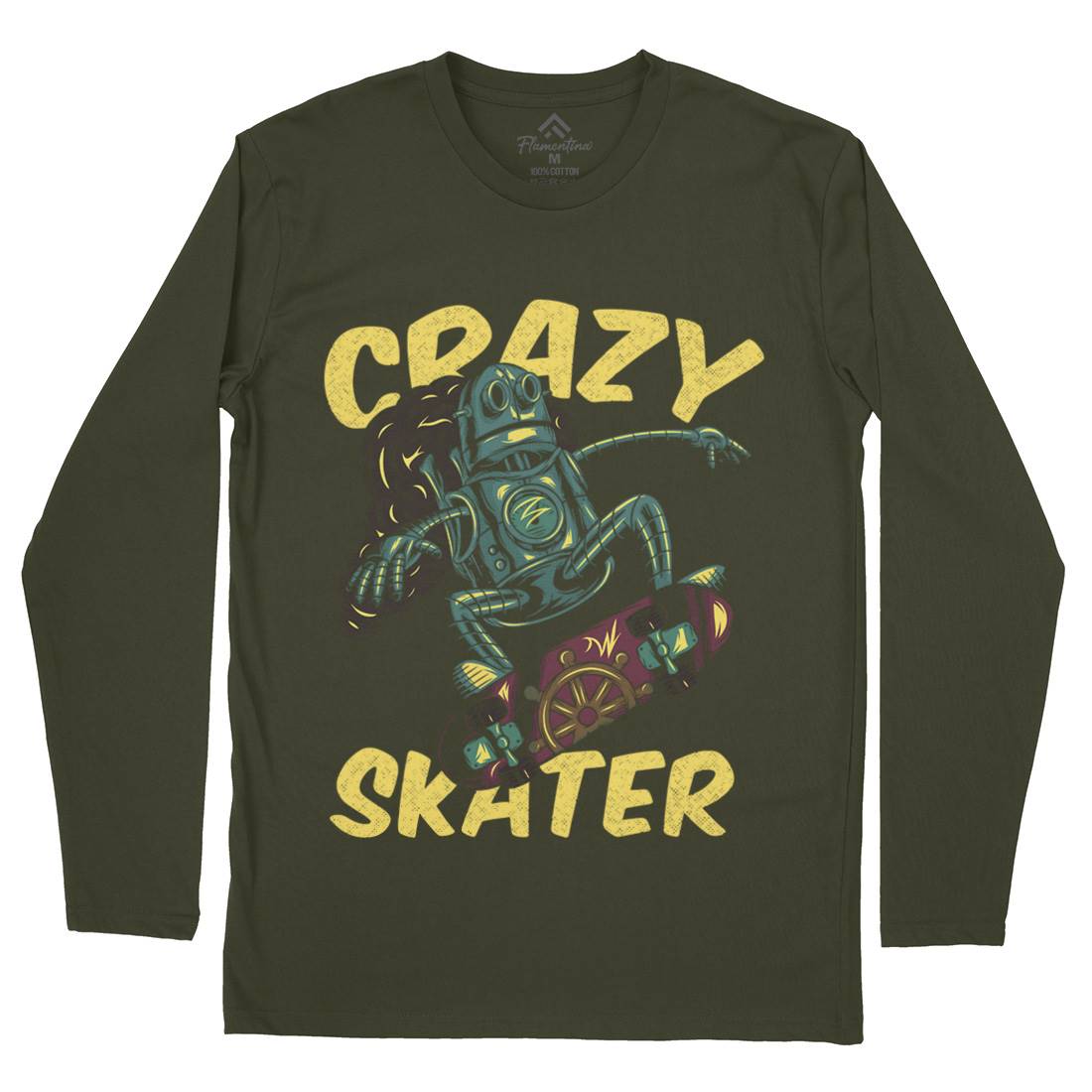 Robot Skater Mens Long Sleeve T-Shirt Skate C882
